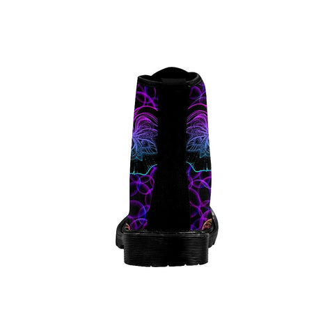 Image of Elephant Mandala Purple Womens Boots Lolita Combat Boots,Hand Crafted,Multi Colored,Streetwear