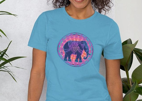 Image of Elephant Mandala Unisex T,Shirt, Mens, Womens, Short Sleeve Shirt, Graphic Tee,