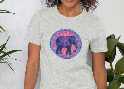 Elephant Mandala Unisex T,Shirt, Mens, Womens, Short Sleeve Shirt, Graphic Tee,