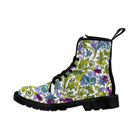 Image of Ethnic Clored Floral Zentangle Doodle Background Womens Lolita Combat Boots,Hand Crafted