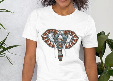 Image of Ethnic Mandala Elephant Unisex T,Shirt, Mens, Womens, Short Sleeve Shirt,