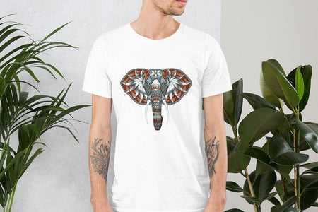 Ethnic Mandala Elephant Unisex T,Shirt, Mens, Womens, Short Sleeve Shirt,