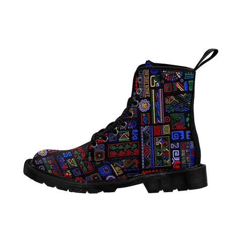 Image of Ethnic Ornament Colorful Womens Boots Combat Style Boots, Rain Boots,Hippie,Combat Style Boots