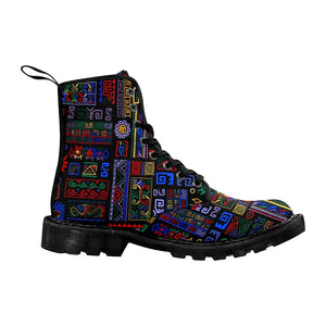 Ethnic Ornament Colorful Womens Boots Combat Style Boots, Rain Boots,Hippie,Combat Style Boots