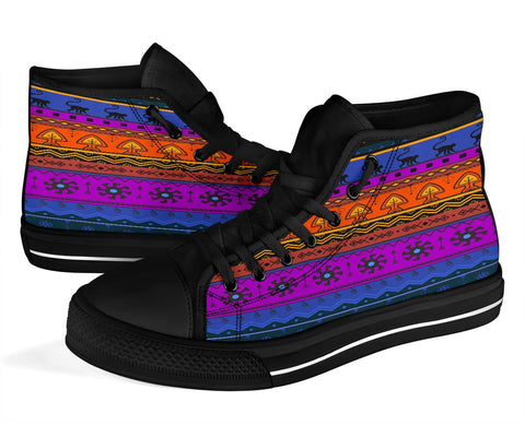 Image of Ethnic Pattern Canvas Shoes,High Quality, High Quality,Handmade Crafted,Spiritual, Streetwear, High Tops Sneaker, Hippie, Spiritual