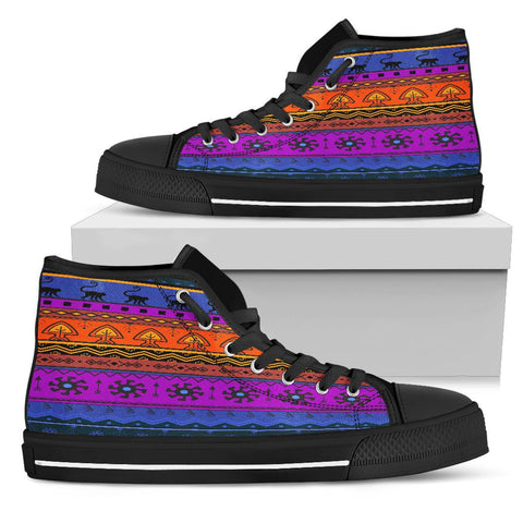 Image of Ethnic Pattern Canvas Shoes,High Quality, High Quality,Handmade Crafted,Spiritual, Streetwear, High Tops Sneaker, Hippie, Spiritual