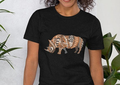 Ethnic Tribal Rhino Unisex T,Shirt, Mens, Womens, Short Sleeve Shirt, Graphic