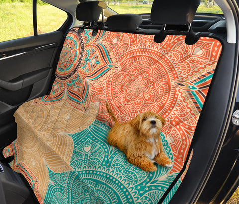 Image of Floral Boho Chic Aztec Backseat Pet Covers, Ethnic Bohemian Design, Abstract Art