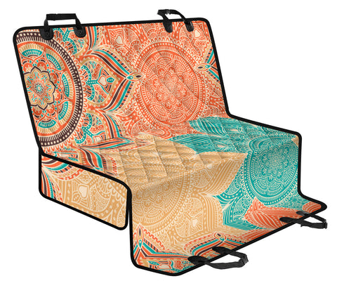 Image of Floral Boho Chic Aztec Backseat Pet Covers, Ethnic Bohemian Design, Abstract Art
