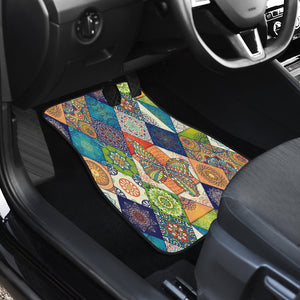 Ethnic floral Butterfly mandala pattern Car Mats Back/Front, Floor Mats Set, Car Accessories