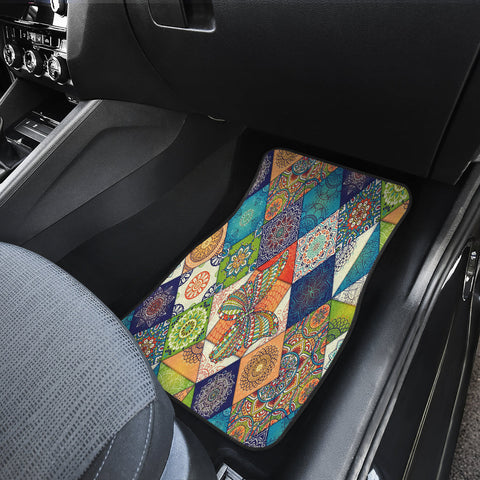 Image of Ethnic floral Butterfly mandala pattern Car Mats Back/Front, Floor Mats Set, Car Accessories
