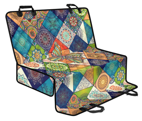 Image of Butterfly Mandala Pattern Car Back Seat Covers, Ethnic Floral Pet Protectors,