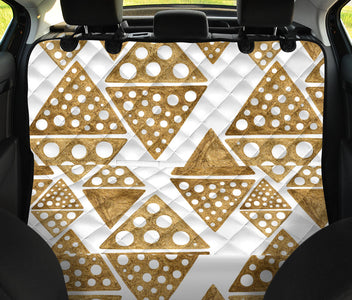 Golden Boho Chic Aztec Car Back Seat Pet Covers, Ethnic Bohemian Design,