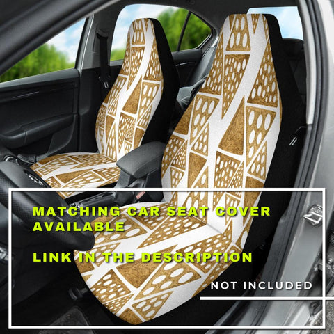 Image of Golden Boho Chic Aztec Car Back Seat Pet Covers, Ethnic Bohemian Design, Abstract Art Seat Protectors, Unique Car Accessories