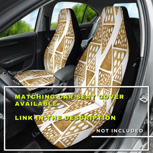 Golden Boho Chic Aztec Car Back Seat Pet Covers, Ethnic Bohemian Design,