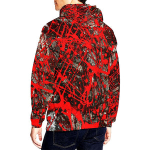 Expressive painting Red Men Hoodies Colorful Feathers, Bright Colorful, Floral, Hippie