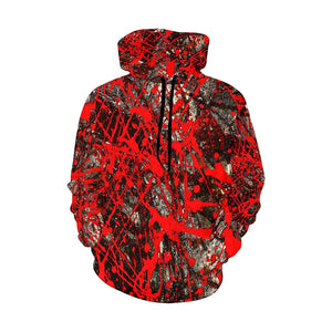 Expressive painting Red Men Hoodies Colorful Feathers, Bright Colorful, Floral, Hippie