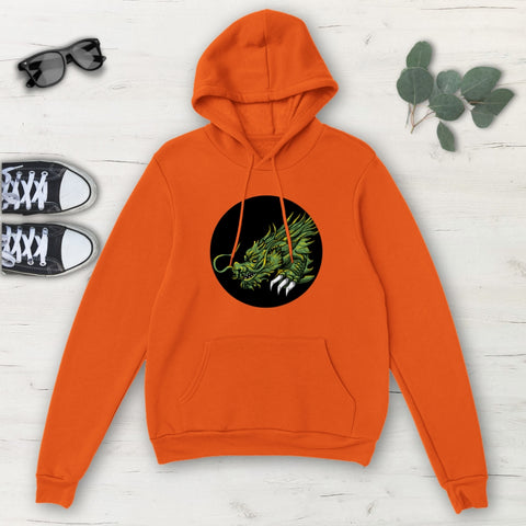 Image of Fierce Green Dragon Multicolored Classic Unisex Pullover Hoodie, Mens, Womens,