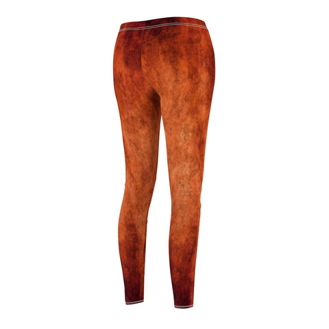 Image of Fire Burnt Orange Gradient Women's Cut & Sew Casual Leggings, Yoga Pants,