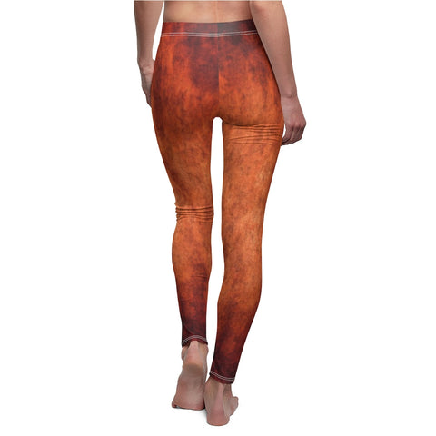 Image of Fire Burnt Orange Gradient Women's Cut & Sew Casual Leggings, Yoga Pants,