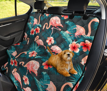 Tropical Flamingo & Flower Car Back Seat Pet Covers, Abstract Art Inspired Seat