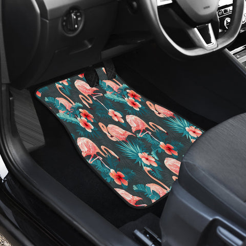 Image of Flamingo tropical flowers Car Mats Back/Front, Floor Mats Set, Car Accessories