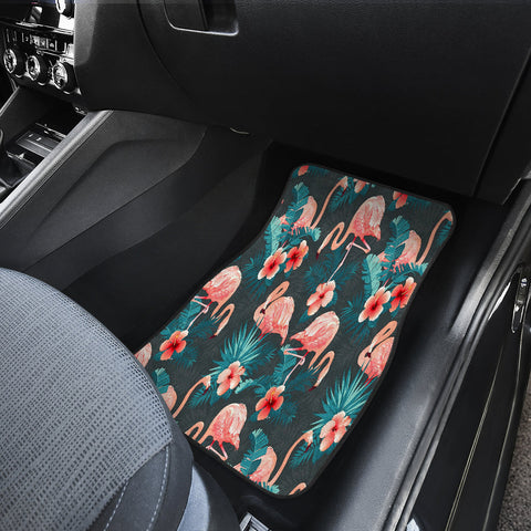 Image of Flamingo tropical flowers Car Mats Back/Front, Floor Mats Set, Car Accessories