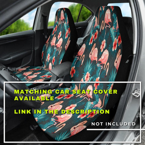 Image of Tropical Flamingo & Flower Car Back Seat Pet Covers, Abstract Art Inspired Seat