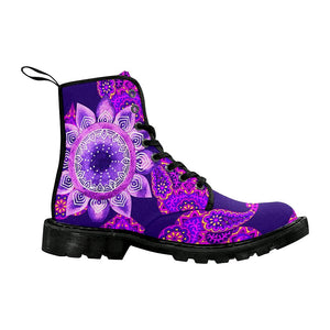 Floral Chakra Womens Boots Purple Custom Boots,Boho Chic Boots,Spiritual Rain Boots