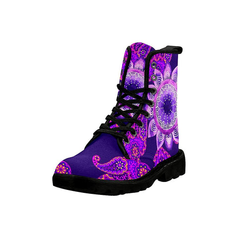 Image of Floral Chakra Womens Boots Purple Custom Boots,Boho Chic Boots,Spiritual Rain Boots