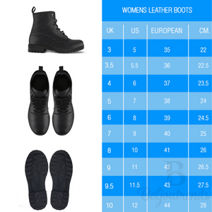 Abstract Flowers Women's Vegan Leather Boots, Premium Handcrafted Footwear, Black Retro Winter and Rain Shoes
