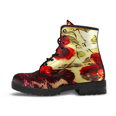 Image of Women’s Vegan Leather Boots , Blue Floral & Cosmos Sky Galaxy Design
