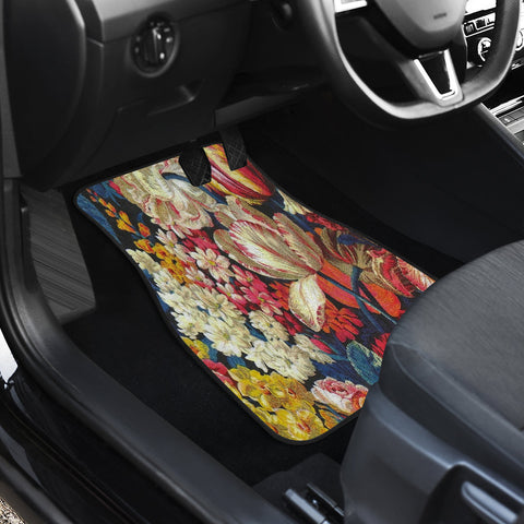 Image of Floral Flowers Design Car Mats Back/Front, Floor Mats Set, Car Accessories
