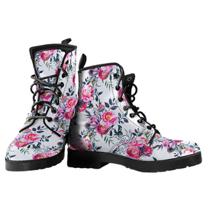 Floral Roses, Women's Vegan Leather Boots, Lace,Up Boho Hippie Style, Mandala