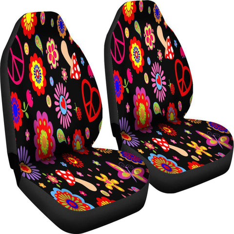 Image of Floral Hippie Colorful Abstract Colorful Brush Strokes 2 Front Car Seat Covers Car Seat Covers,Car Seat Covers Pair,Car Seat Protector