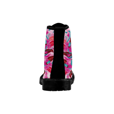 Image of Floral Mandala Pattern Womens.Lolita Combat Boots,Hand Crafted,Womens ,Multi Colored