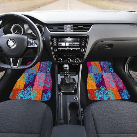 Image of Floral Mandalas Colorful Car Mats Back/Front, Floor Mats Set, Car Accessories