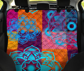 Colorful Floral Mandalas Car Backseat Pet Covers, Abstract Art Inspired Seat