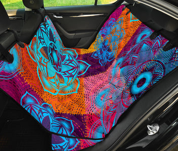 Colorful Floral Mandalas Car Backseat Pet Covers, Abstract Art Inspired Seat