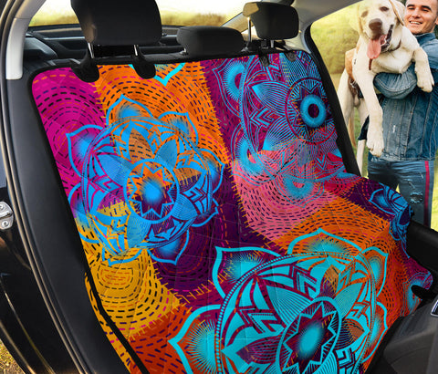 Image of Colorful Floral Mandalas Car Backseat Pet Covers, Abstract Art Inspired Seat