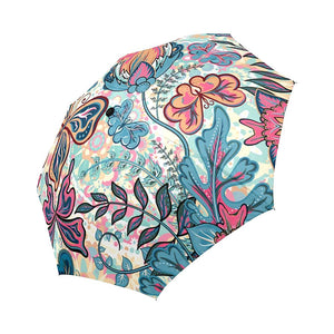 Floral Pattern with Flowers and Butterflies Auto-Foldable Umbrella (Model U04)