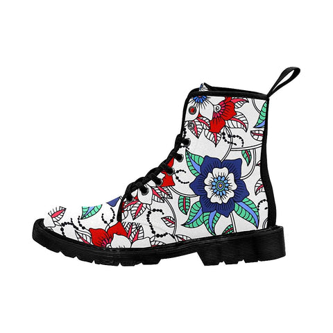 Image of Floral Seamless Texture Fantasy Color. Womens Lolita Combat Boots,Hand Crafted