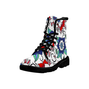 Floral Seamless Texture Fantasy Color. Womens Lolita Combat Boots,Hand Crafted