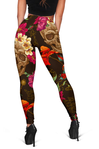 Image of Floral Skull Leggings, Activewear Leggings,Womens Leggings,workout leggings,Casual Leggings,yoga leggings,Leggings For Home,Gyms,Colorful
