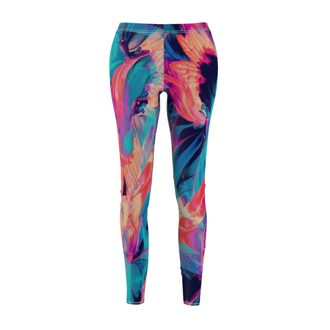 Image of Floral Tie Dye Abstract Colorful Multicolored Women's Cut & Sew Casual Leggings,