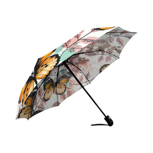 Floral ink spots and butterflies Auto-Foldable Umbrella (Model U04)