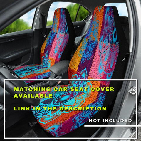Image of Colorful Floral Mandalas Car Backseat Pet Covers, Abstract Art Inspired Seat