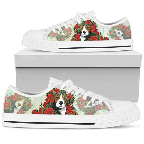Image of Flower Beagle High Quality,Handmade Crafted, Low Tops Sneaker, Spiritual, Hippie, Canvas Shoes,High Quality, Streetwear,