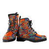 Women's Vegan Leather Boots, Colorful Mandala Orange Abstract Art,