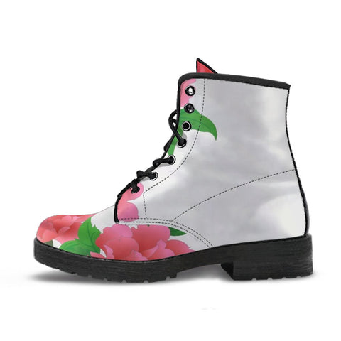 Image of Abstract Flower Design: Women's Vegan Leather Boots, Handcrafted Ankle Boots,